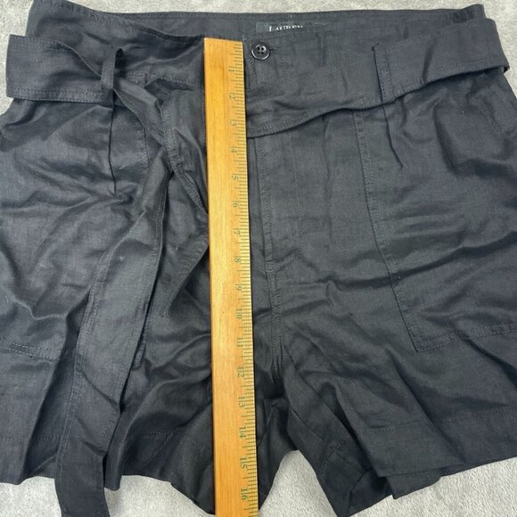 Lauren Ralph Lauren Black Linen Belted High-Waist Shorts Size 12 NWT 6199 - Picture 5 of 8